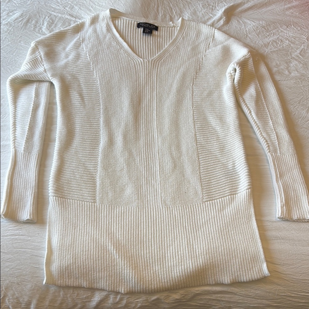 Coldwater Creek Women's White V-Neck Knit Sweater